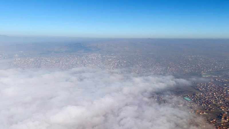 Kırıkkale sisle kaplandı, manzara dronla görüntülendi