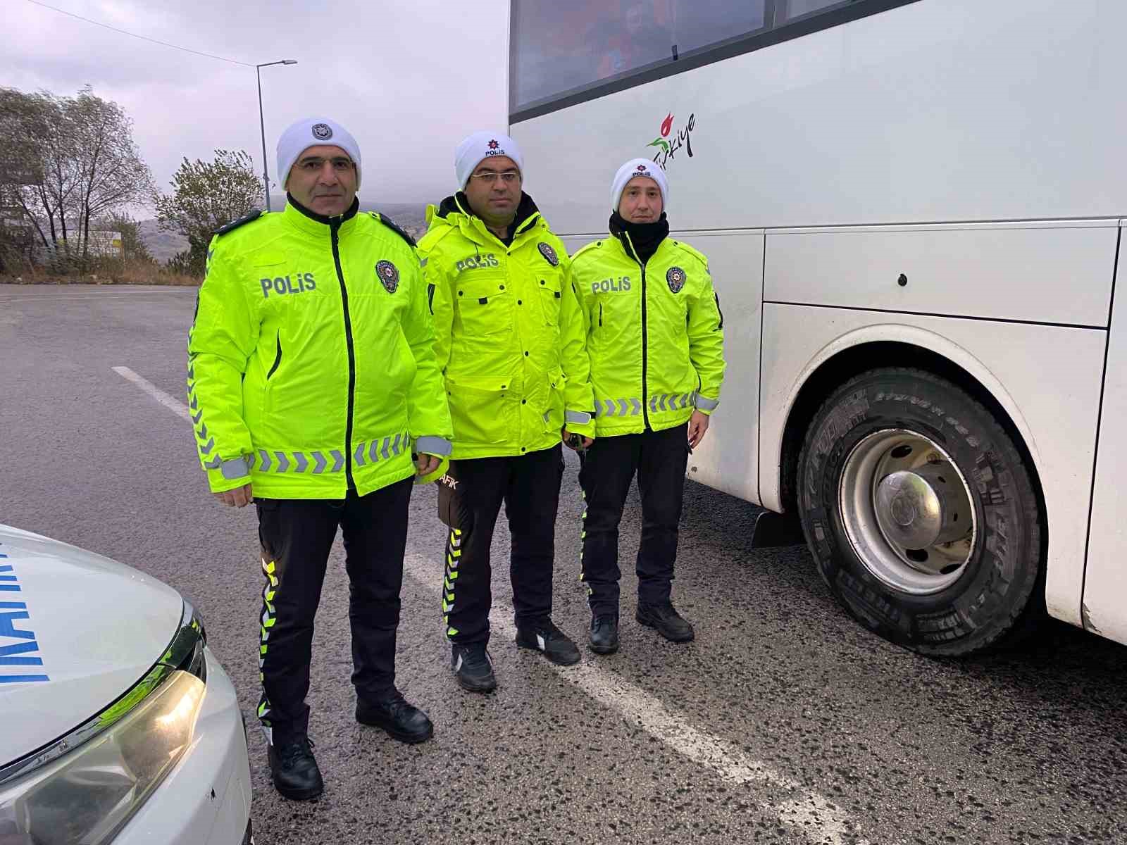 Yozgat’ta ticari araçlara yönelik kış lastiği denetimi yapıldı