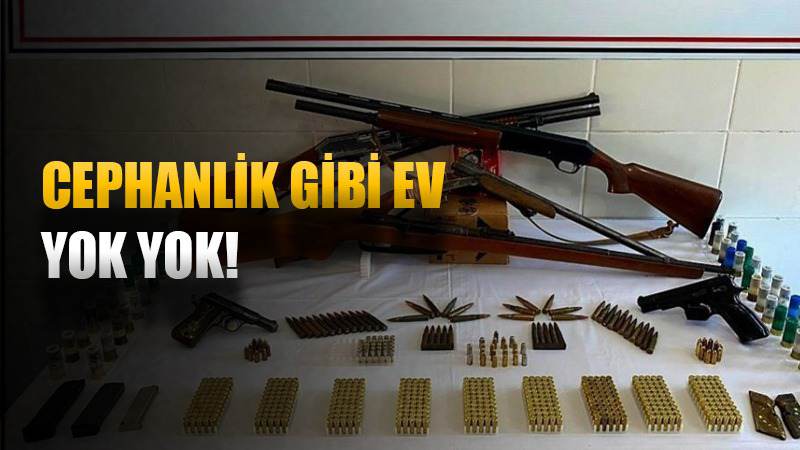 Cephanelik gibi ev: Çok sayıda silah ele geçirildi