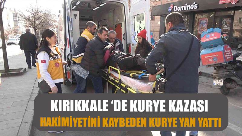 Yan yatan motosikletten yola savrulan kurye yaralandı
