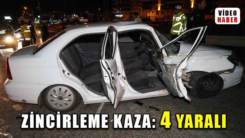 Kepçe ile 2 otomobilin karıştığı kazada araçlar hurdaya döndü: 4 yaralı