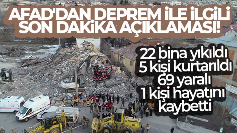 AFAD'dan deprem ile ilgili son dakika açıklaması! 22 bina yıkıldı, 1 kişi hayatını kaybetti, 69 kişi yaralandı